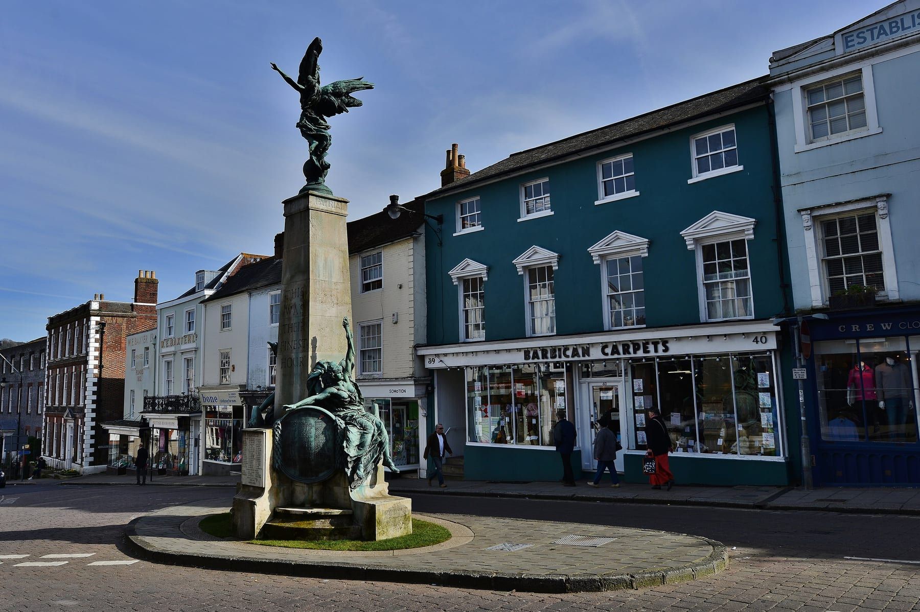 Lewes High Street by the war memorial