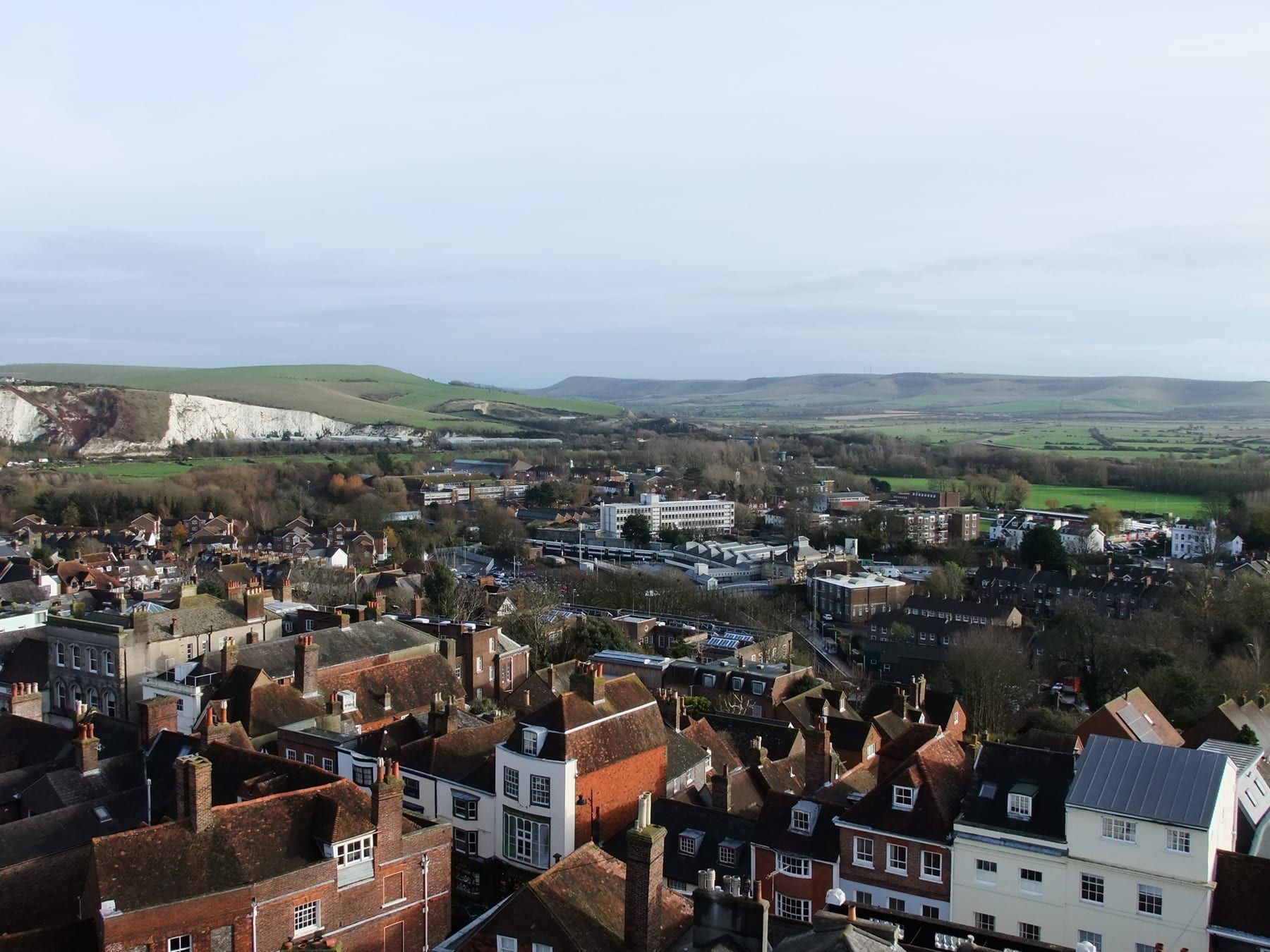 Lewes rooftops looking east towards Mount Caburn and Ringmer